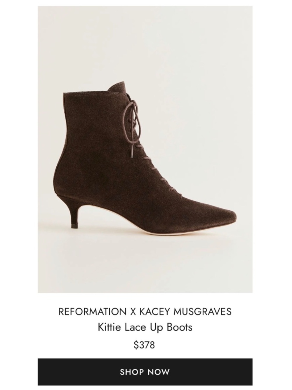 REFORMATION X KACEY MUSGRAVES Kittie Lace Up Boots